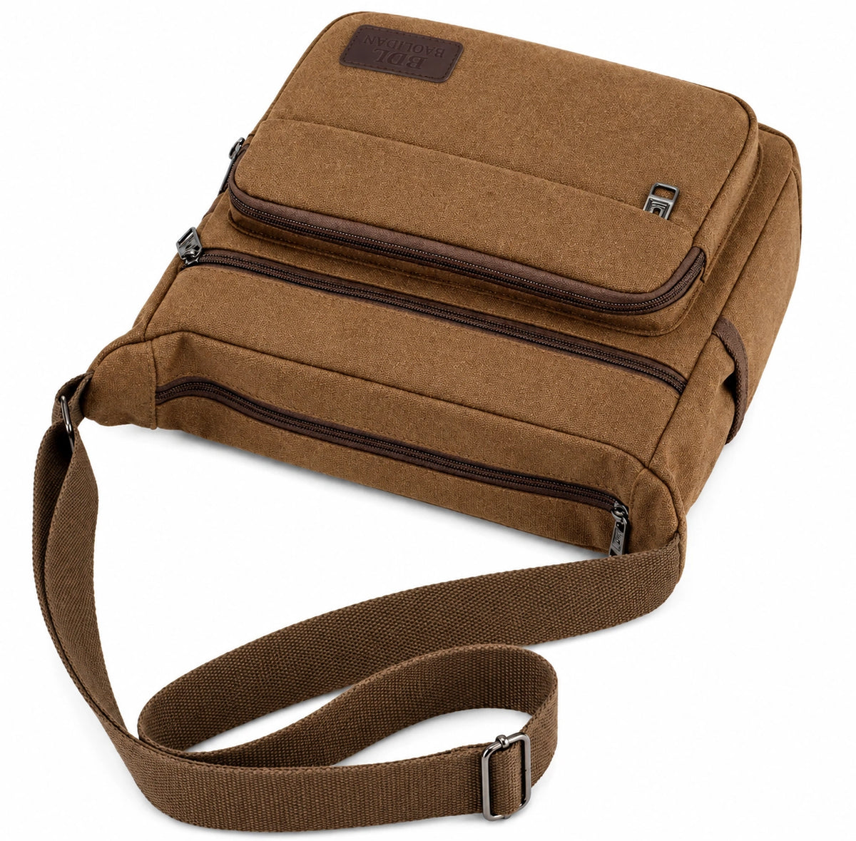 Men’s Canvas Messenger Bag - Multi-Pocket Crossbody Carry