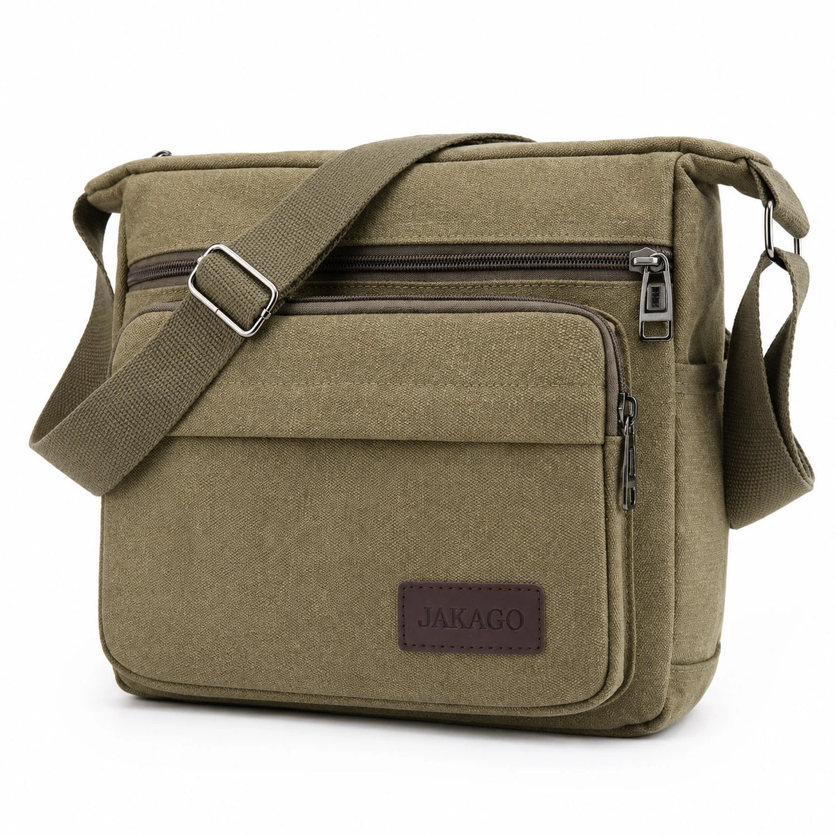Men’s Canvas Messenger Bag - Multi-Pocket Crossbody Carry - Green