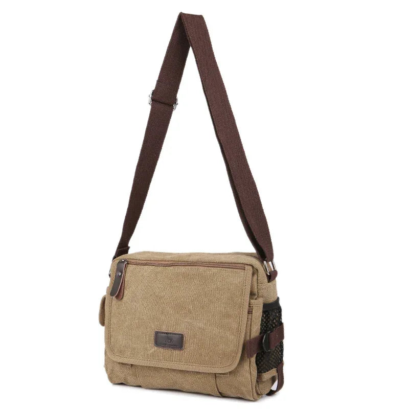 Men’s Canvas Messenger Bag - Multi-Pocket Satchel Bag