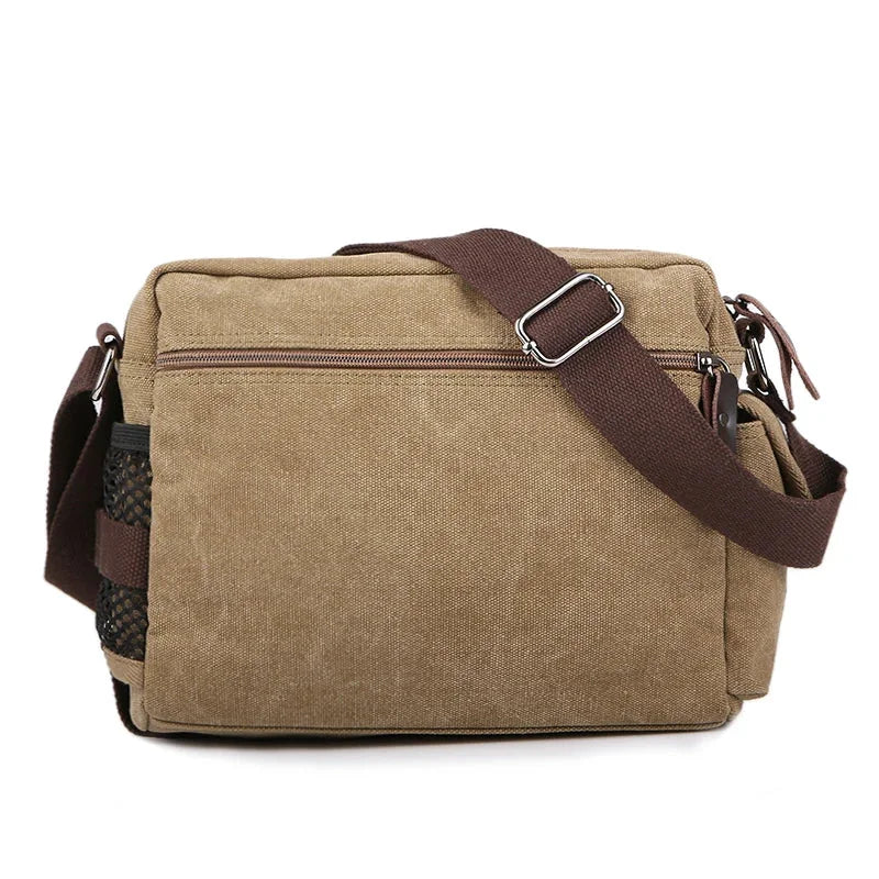 Men’s Canvas Messenger Bag - Multi-Pocket Satchel Bag