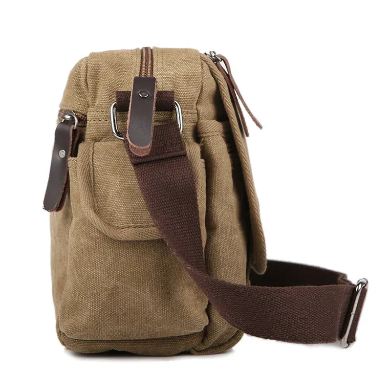 Men’s Canvas Messenger Bag - Multi-Pocket Satchel Bag