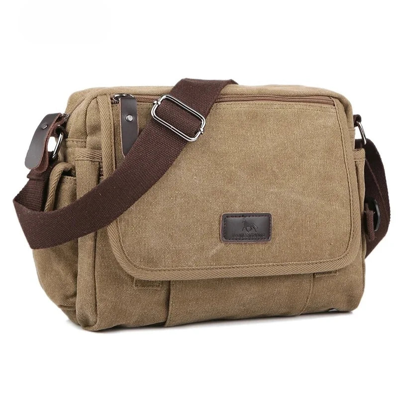 Men’s Canvas Messenger Bag - Multi-Pocket Satchel Bag