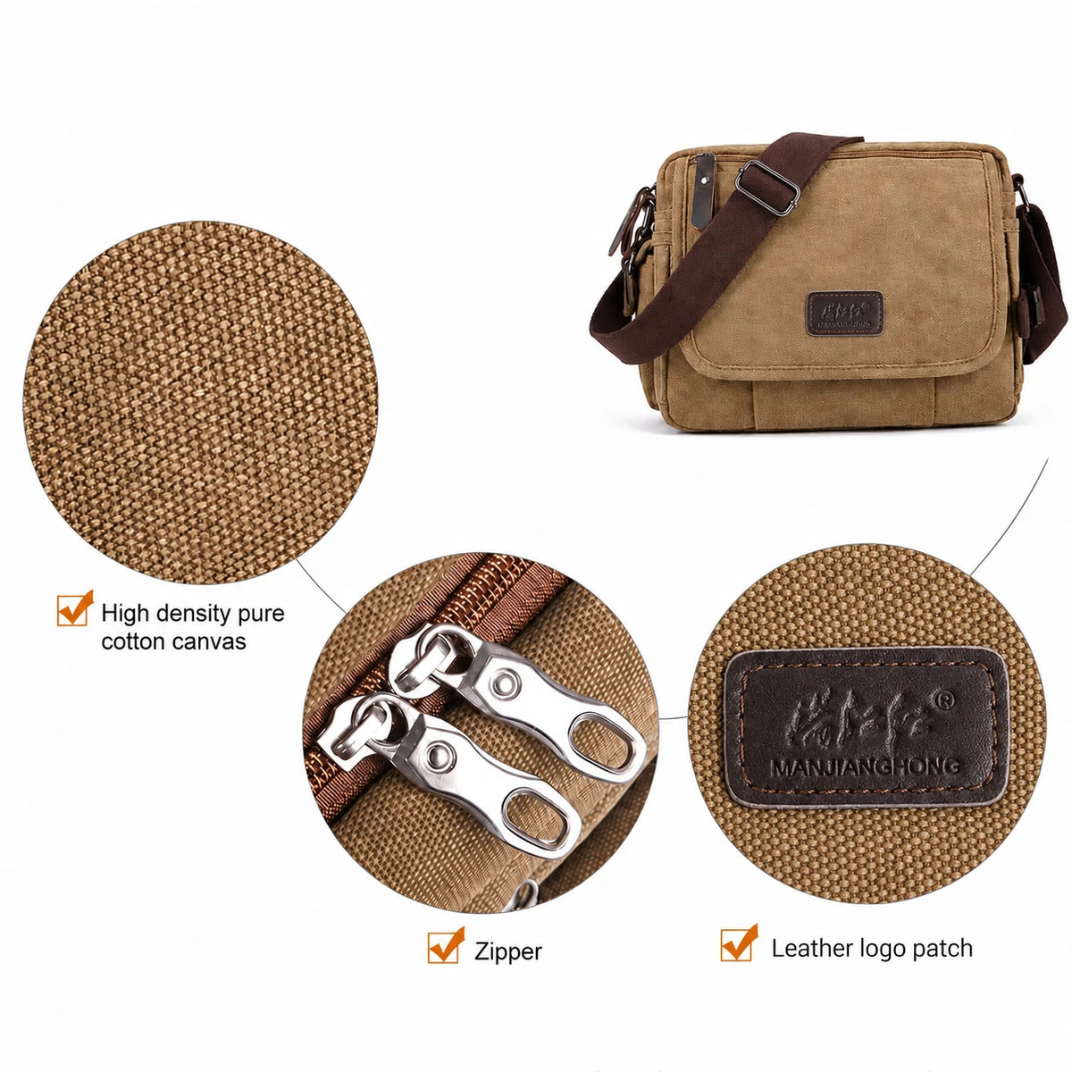 Men’s Canvas Messenger Bag - Multi-Pocket Satchel Bag