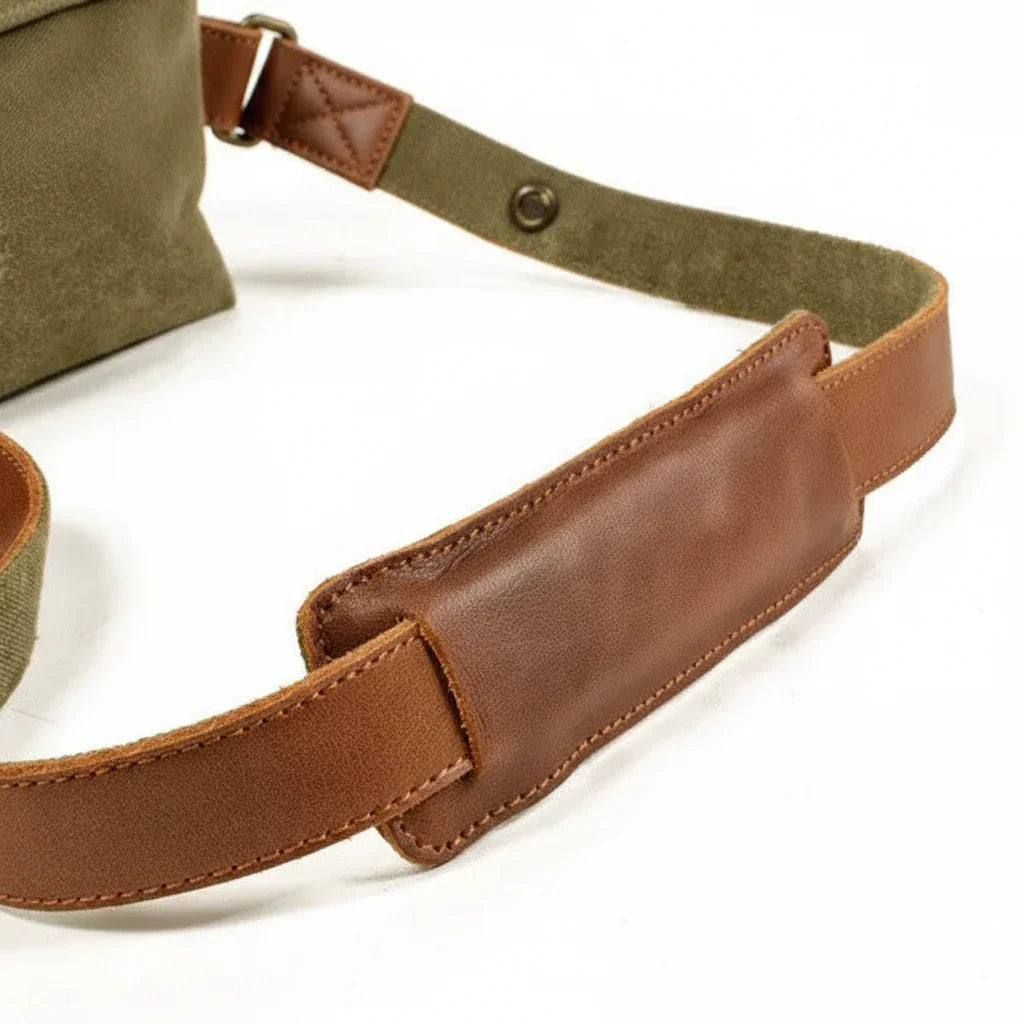 Men’s Canvas Messenger Bag - Round Barrel Design
