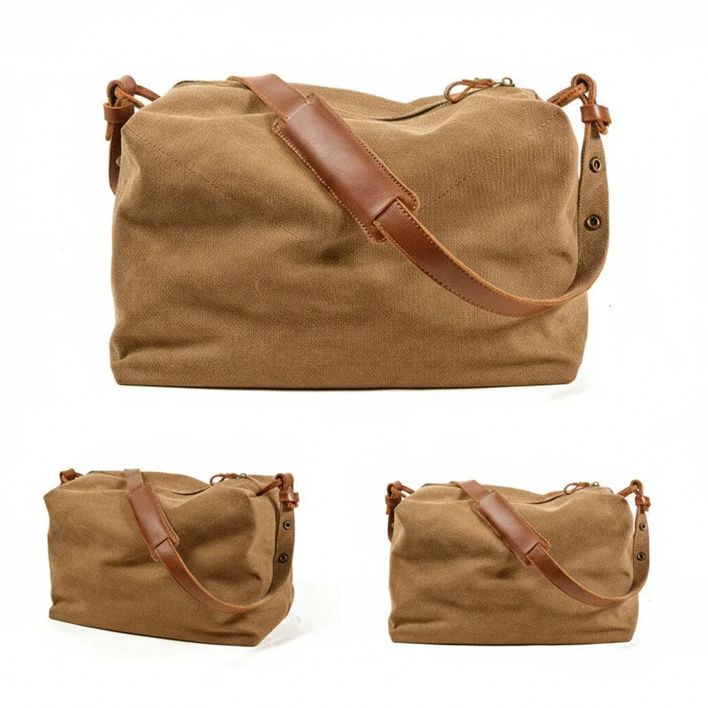 Men’s Canvas Messenger Bag - Round Barrel Design