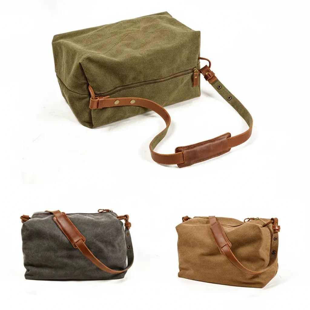 Men’s Canvas Messenger Bag - Round Barrel Design