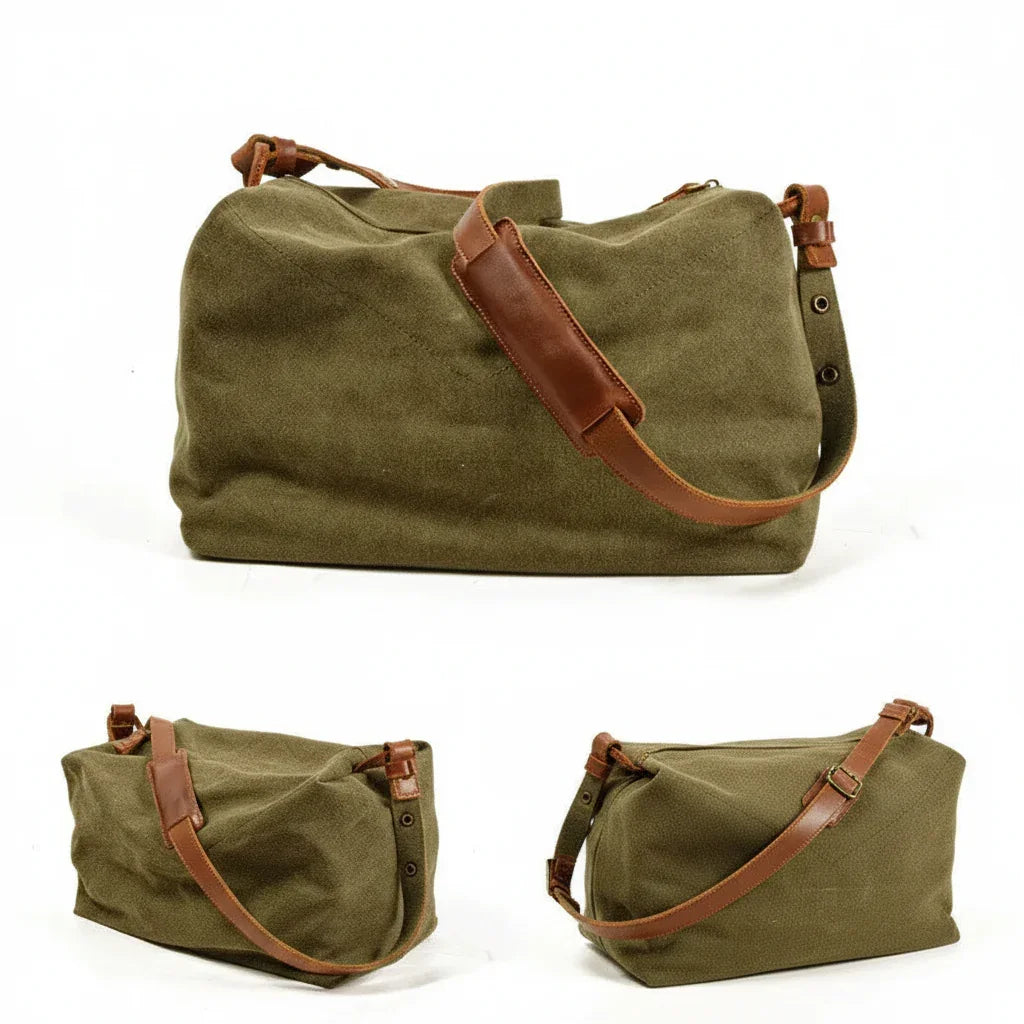 Men’s Canvas Messenger Bag - Round Barrel Design