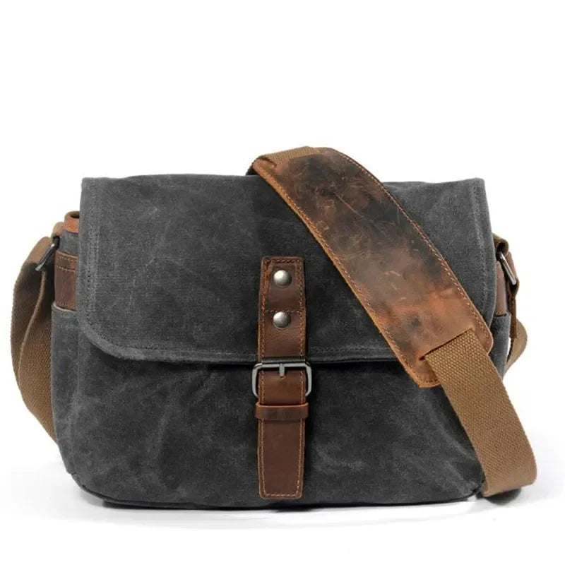 Men’s Canvas Messenger Bag – Vintage Everyday Shoulder Bag - Dary grey