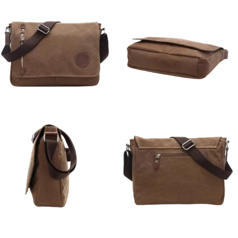 Men’s Canvas Messenger Bag – Vintage Flap Everyday Carry
