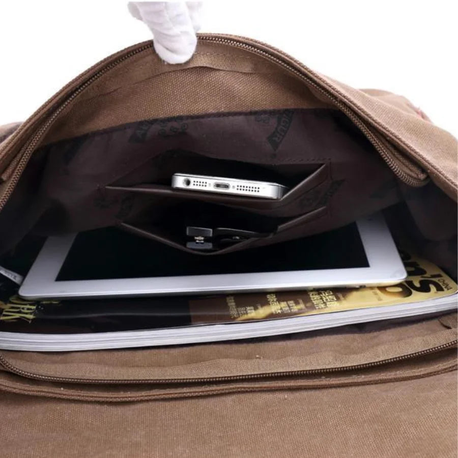 Men’s Canvas Messenger Bag – Vintage Flap Everyday Carry