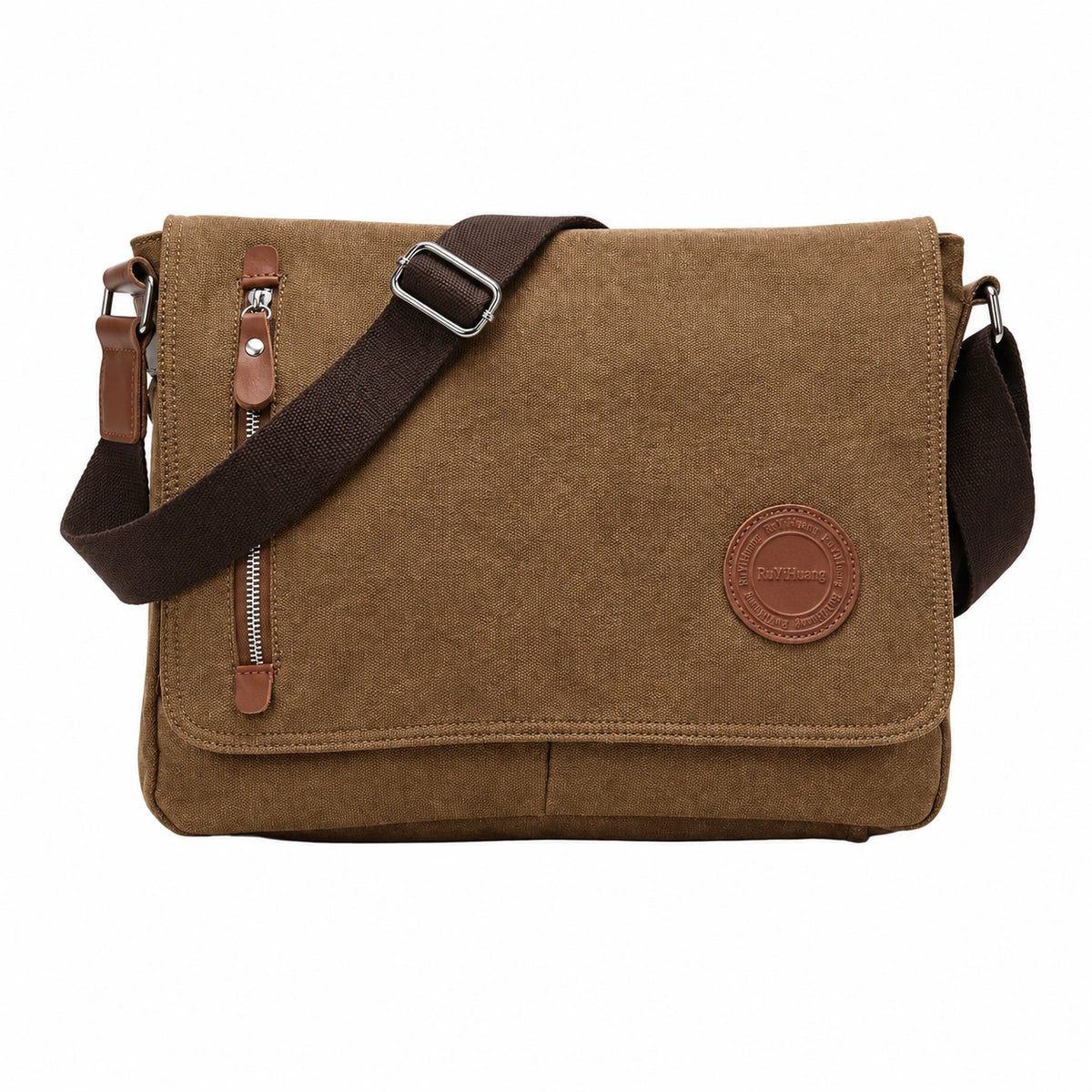 Men’s Canvas Messenger Bag – Vintage Flap Everyday Carry - Brown