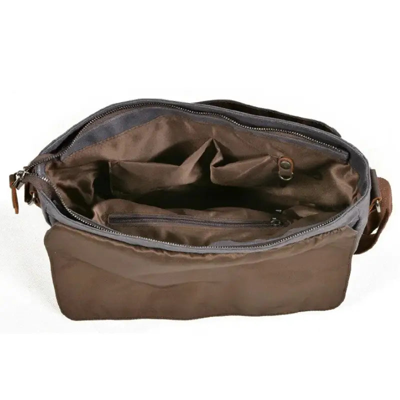 Men’s Canvas Messenger Bag – Vintage Work Bag with Leather Straps