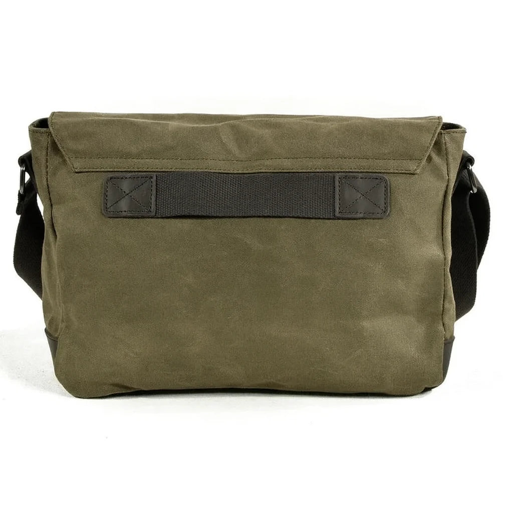 Men’s Canvas Messenger Bag – Vintage Work Bag with Leather Straps