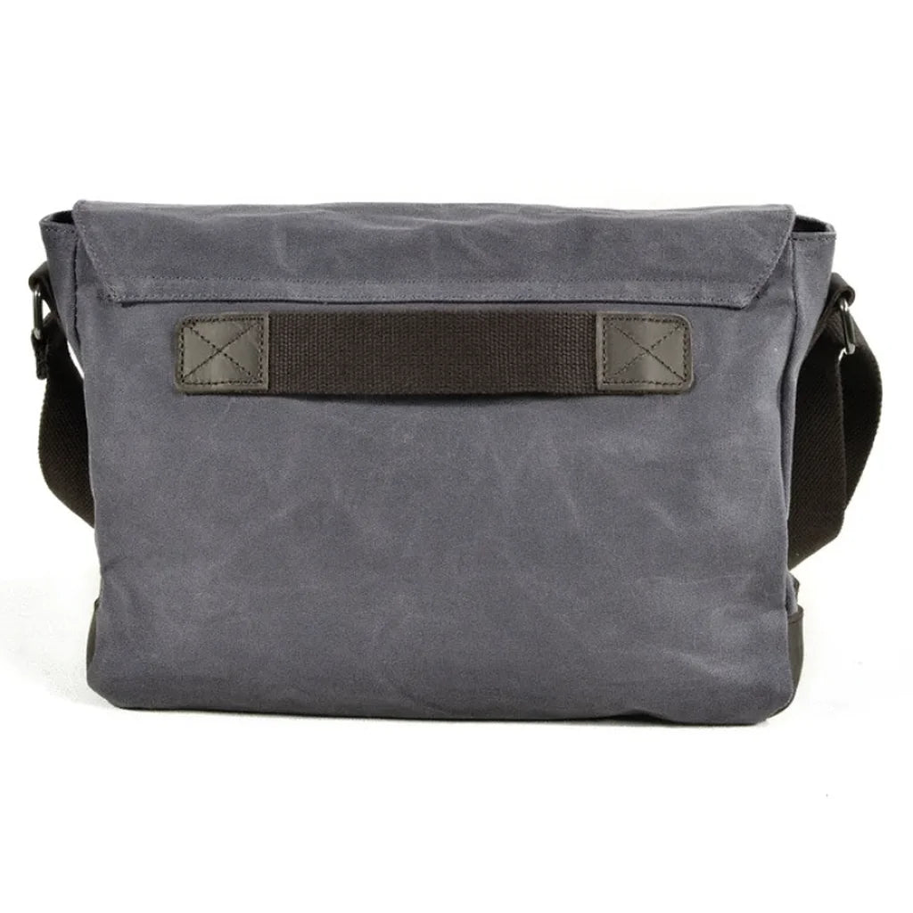 Men’s Canvas Messenger Bag – Vintage Work Bag with Leather Straps
