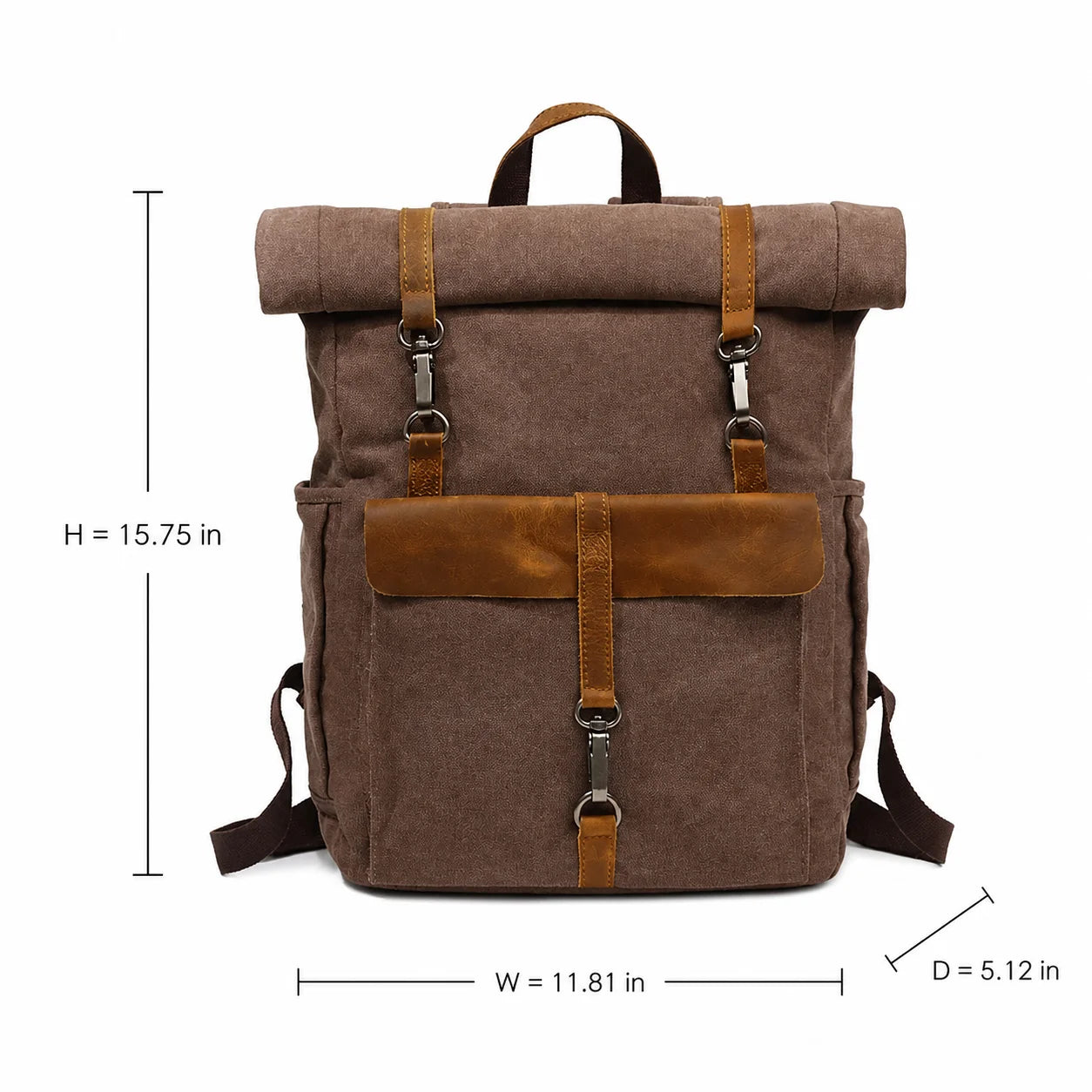 Men’s Canvas Roll-Top Backpack - Leather Trim 16L