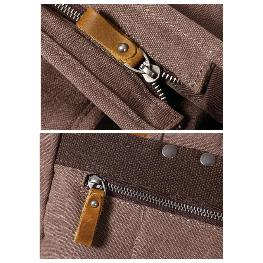 Men’s Canvas Roll-Top Backpack - Leather Trim 16L