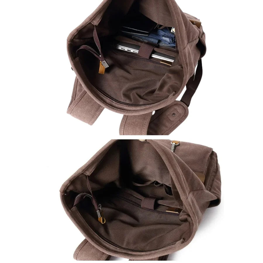 Men’s Canvas Roll-Top Backpack - Leather Trim 16L