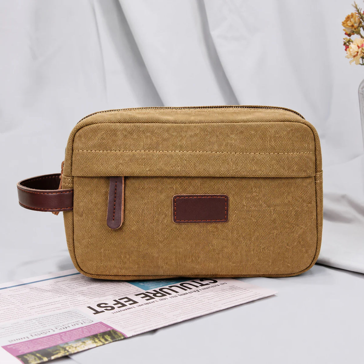 Men’s Canvas Toiletry Bag - Front Pocket Travel Kit