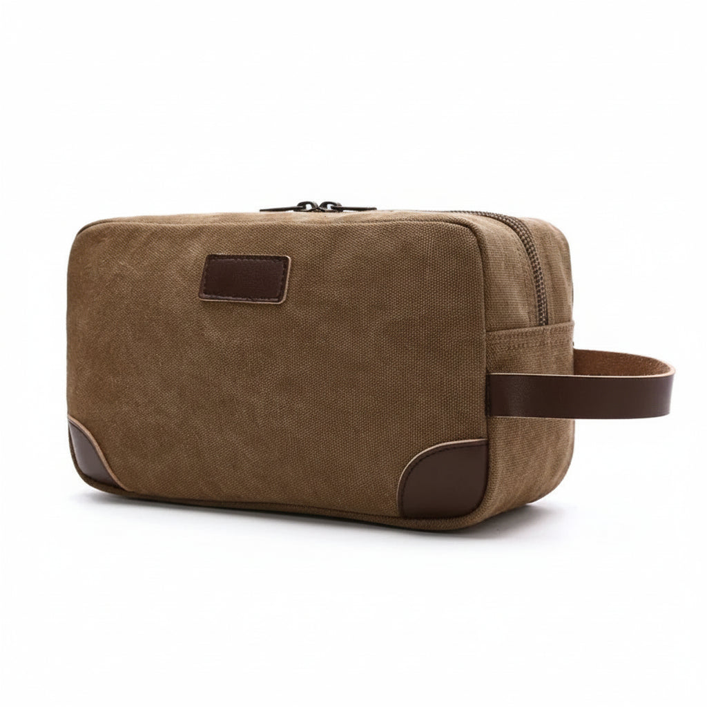 Men’s Canvas Toiletry Bag - Front Pocket Travel Kit