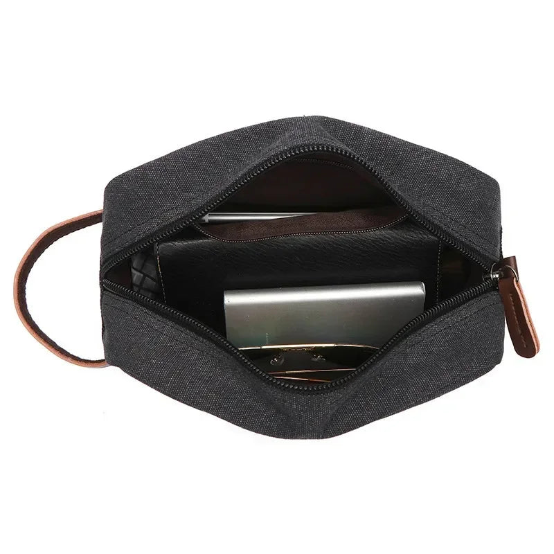 Men’s Canvas Toiletry Bag - Front Pocket Travel Kit
