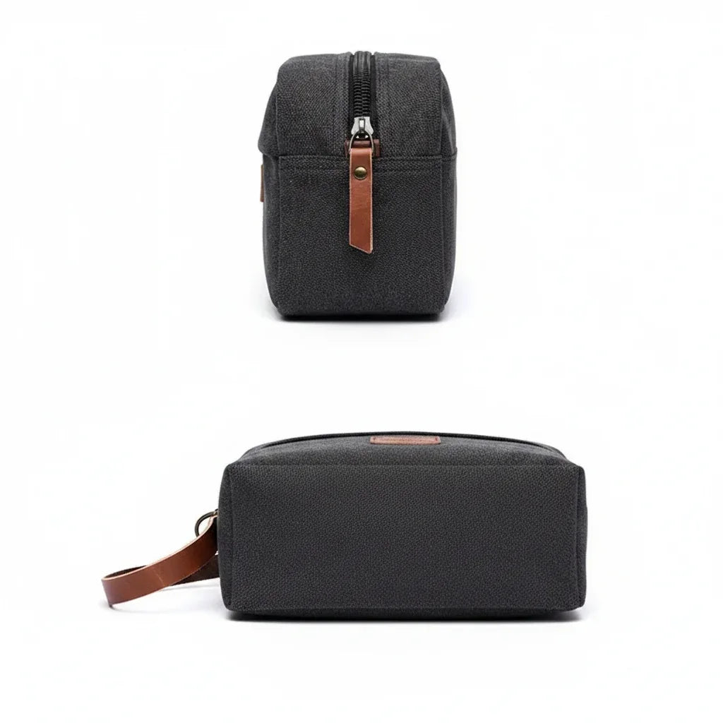 Men’s Canvas Toiletry Bag - Front Pocket Travel Kit