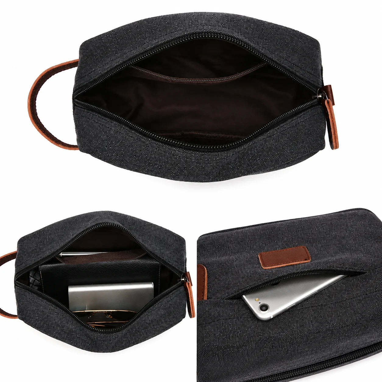 Men’s Canvas Toiletry Bag - Front Pocket Travel Kit