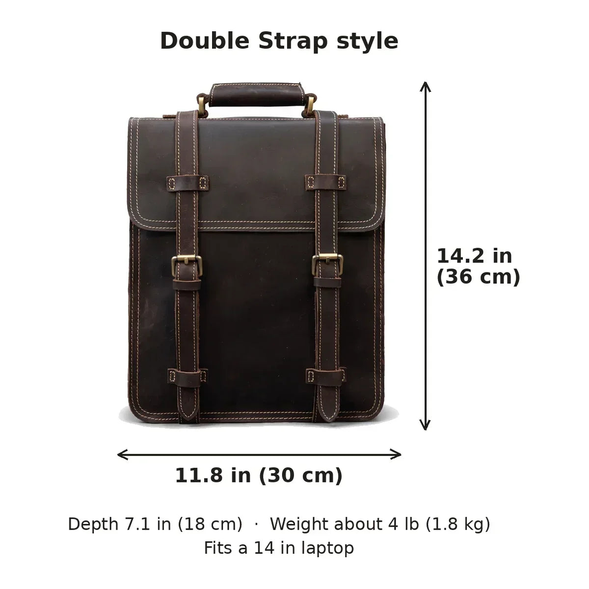 Men’s Convertible Leather Backpack - Crazy Horse 3-Way Top Handle Pack