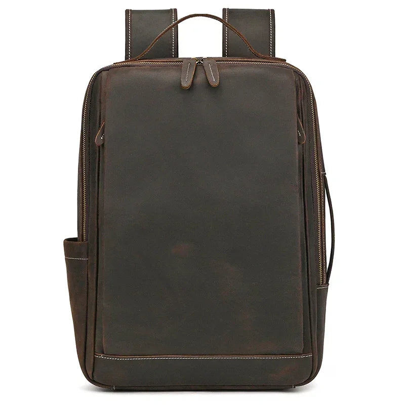 Men’s Crazy Horse Leather Backpack - 15-Inch Laptop Bag