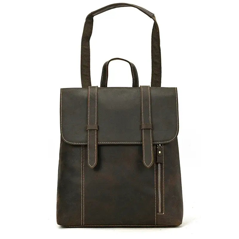 Men’s Crazy Horse Leather Backpack – Flap Front Design
