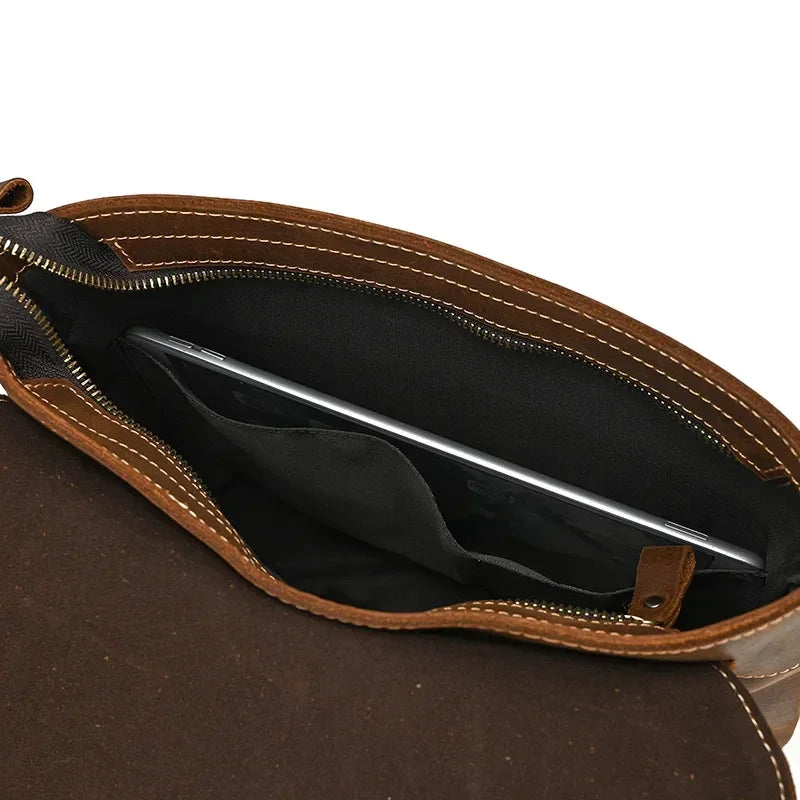 Men’s Crazy Horse Leather Backpack – Flap Front Design