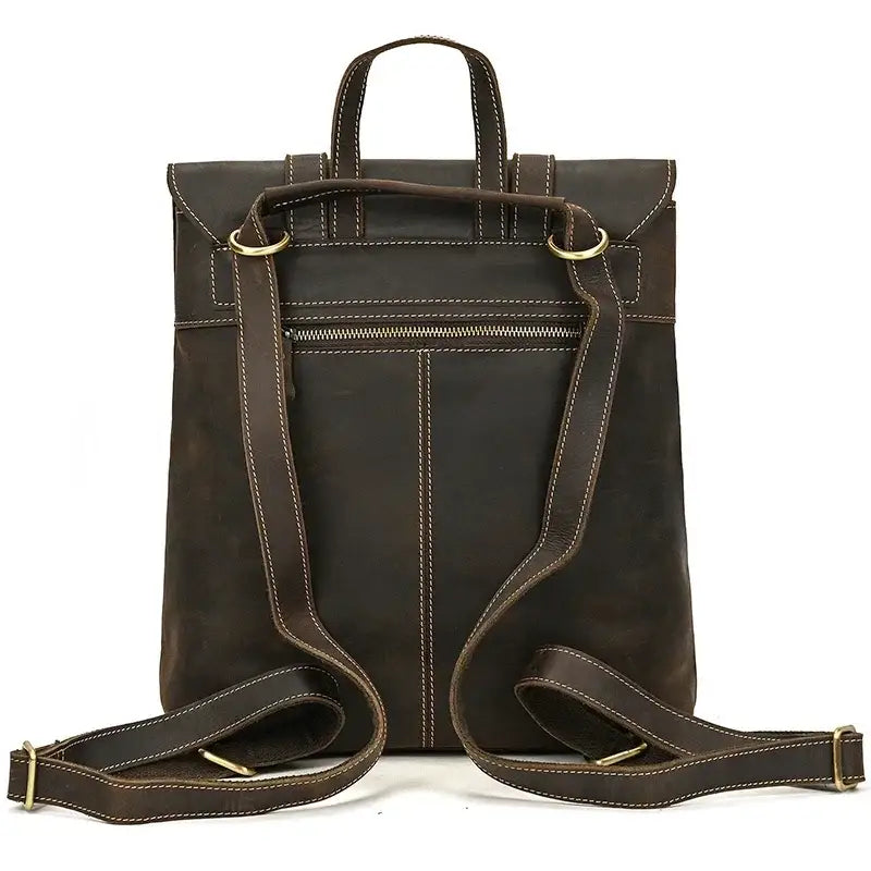 Men’s Crazy Horse Leather Backpack – Flap Front Design