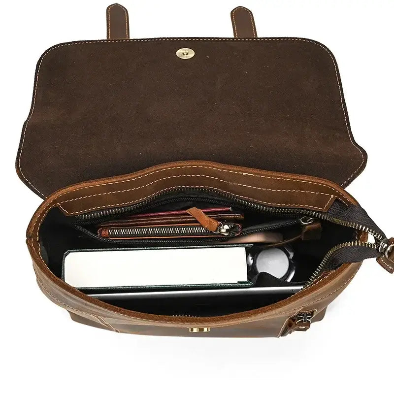 Men’s Crazy Horse Leather Backpack – Flap Front Design