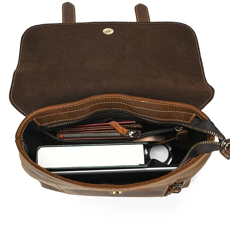 Men’s Crazy Horse Leather Backpack – Flap Front Design