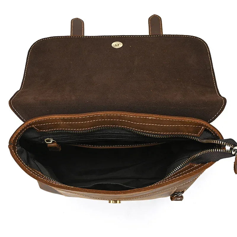 Men’s Crazy Horse Leather Backpack – Flap Front Design