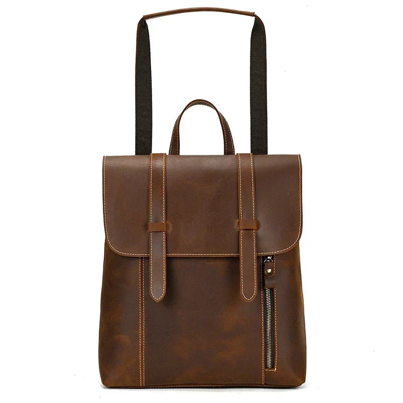 Men’s Crazy Horse Leather Backpack – Flap Front Design