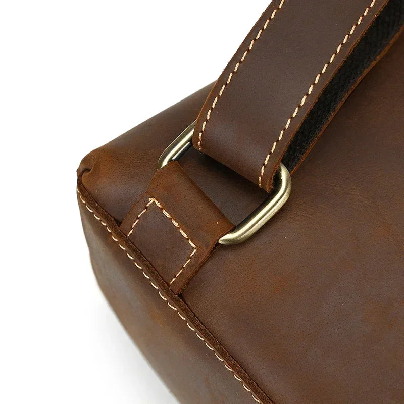 Men’s Crazy Horse Leather Backpack – Flap Front Design