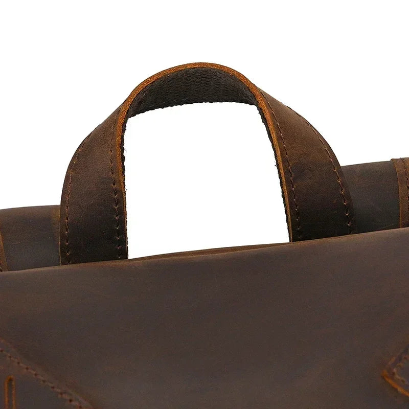 Men’s Full-Grain Cowhide Leather Backpack – Vintage Work & Daily Carry Bag