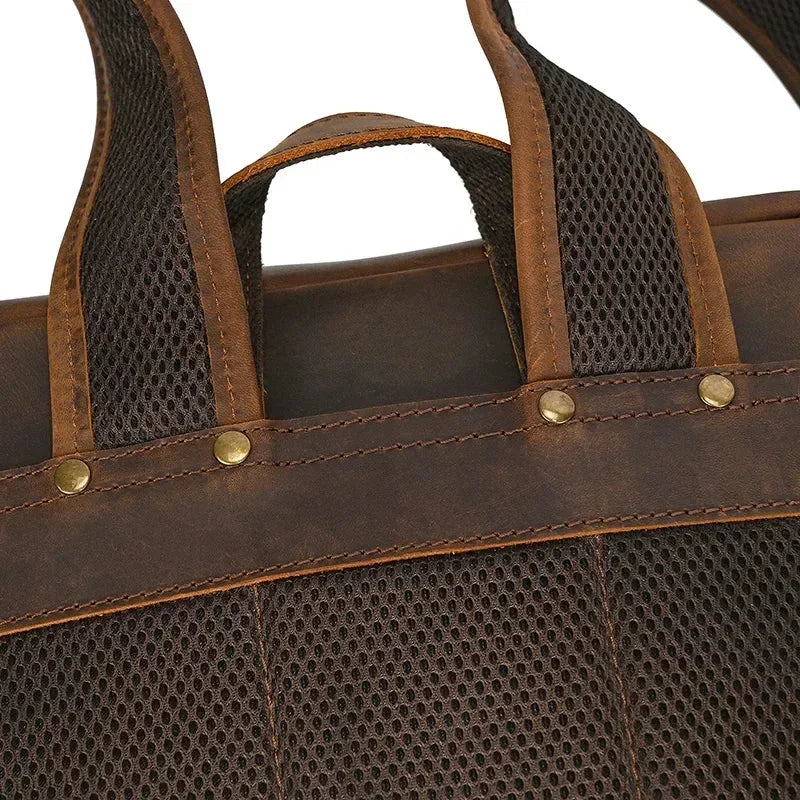 Men’s Full-Grain Cowhide Leather Backpack – Vintage Work & Daily Carry Bag
