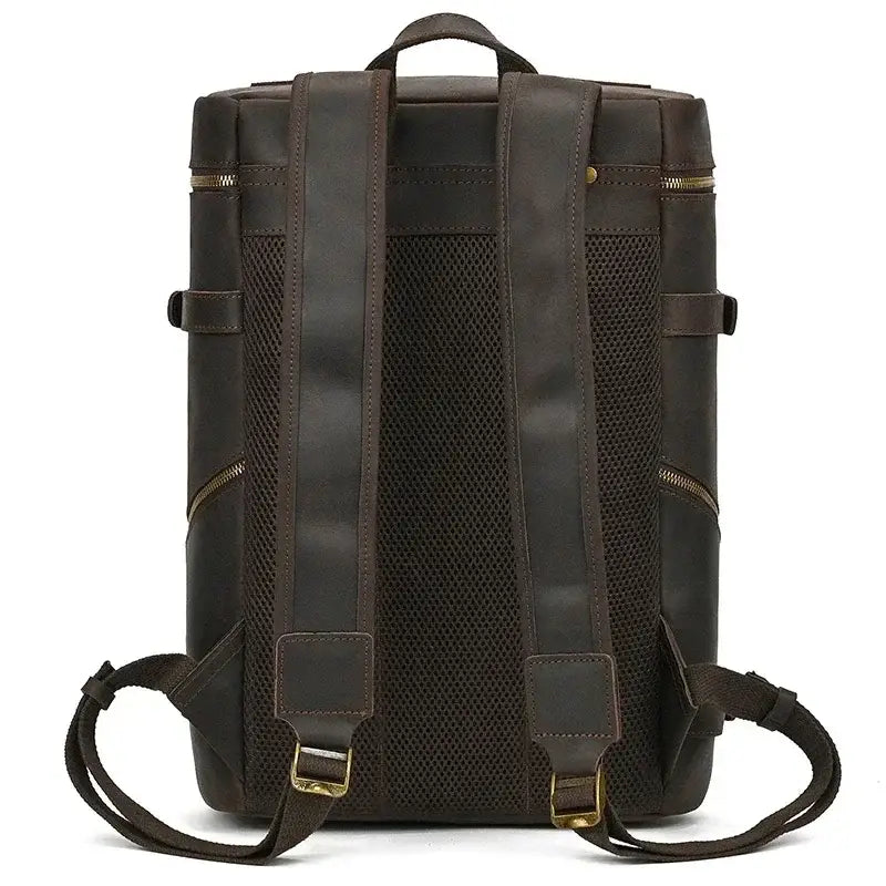 Men’s Full-Grain Cowhide Leather Backpack – Vintage Work & Daily Carry Bag