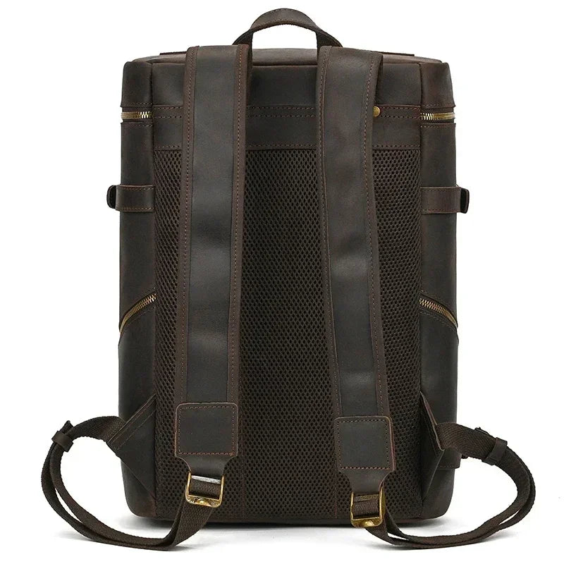 Men’s Full-Grain Cowhide Leather Backpack – Vintage Work & Daily Carry Bag