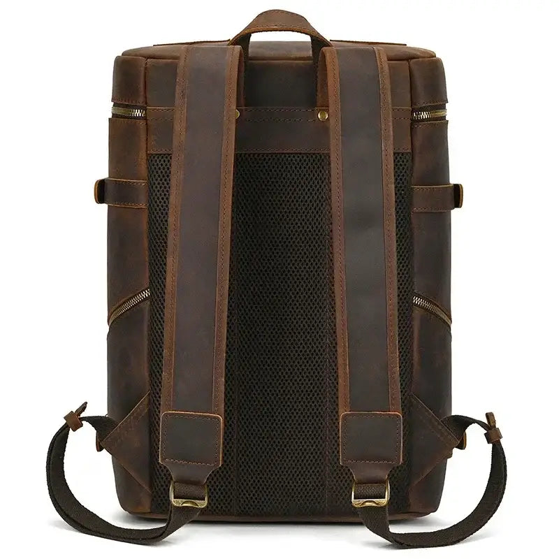 Men’s Full-Grain Cowhide Leather Backpack – Vintage Work & Daily Carry Bag