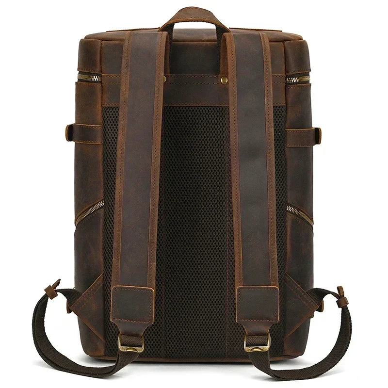 Men’s Full-Grain Cowhide Leather Backpack – Vintage Work & Daily Carry Bag