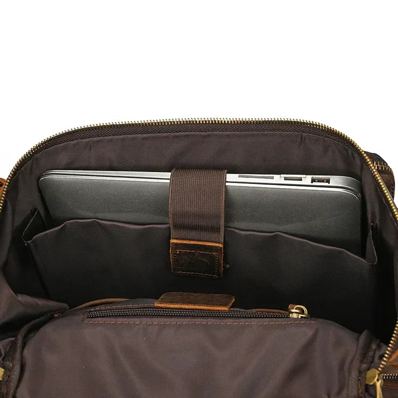 Men’s Full-Grain Cowhide Leather Backpack – Vintage Work & Daily Carry Bag