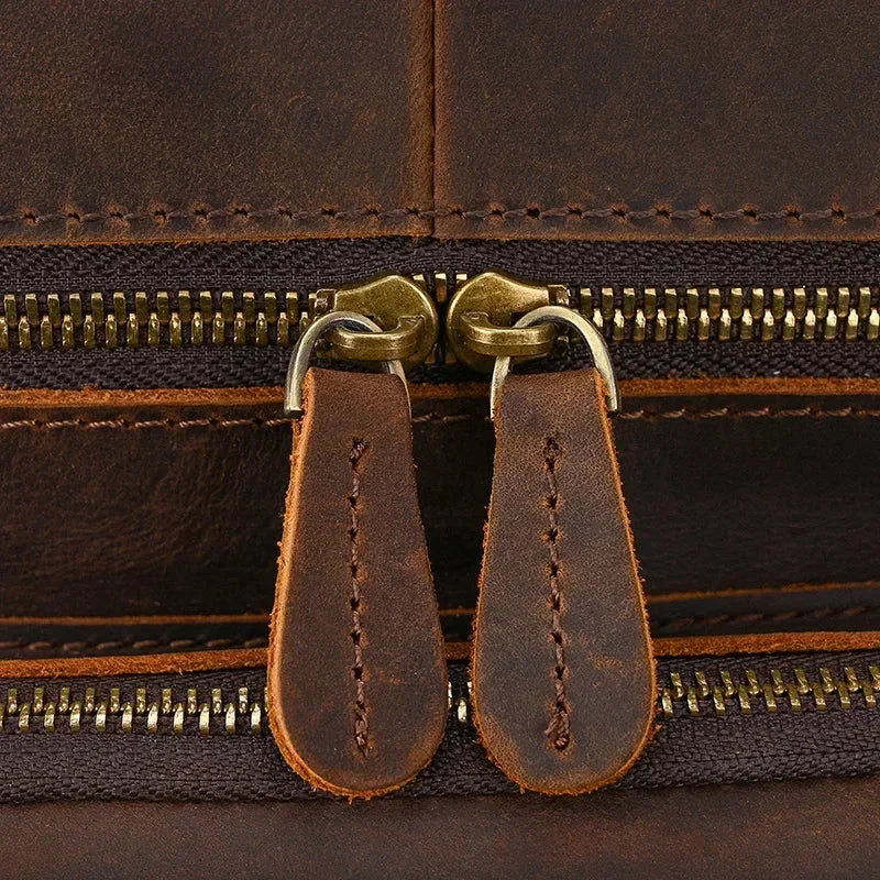 Men’s Full-Grain Cowhide Leather Backpack – Vintage Work & Daily Carry Bag