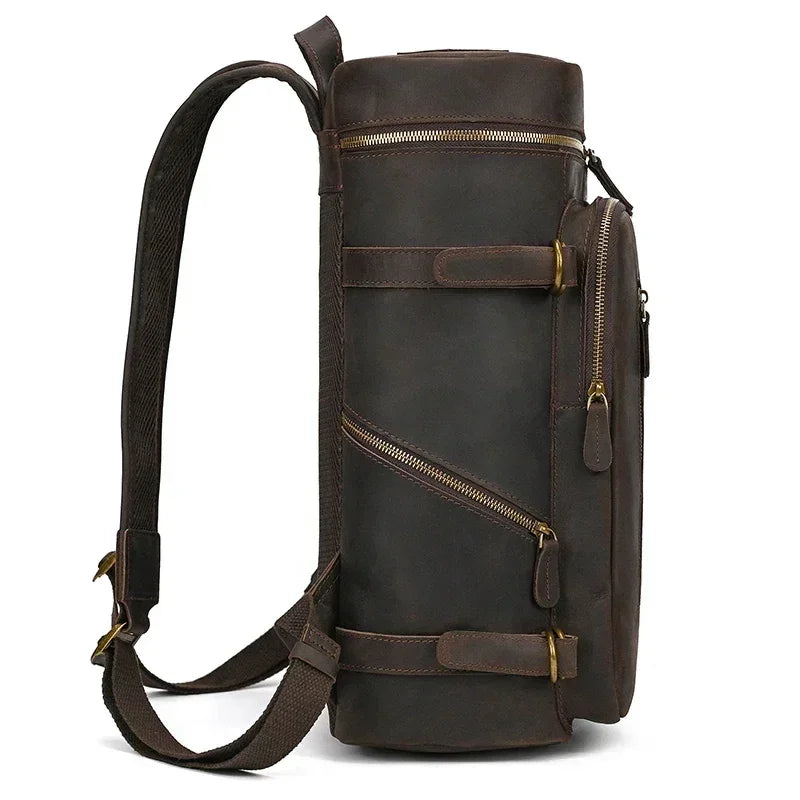 Men’s Full-Grain Cowhide Leather Backpack – Vintage Work & Daily Carry Bag