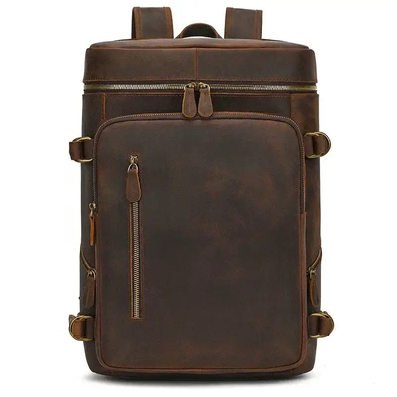 Men’s Full-Grain Cowhide Leather Backpack – Vintage Work & Daily Carry Bag