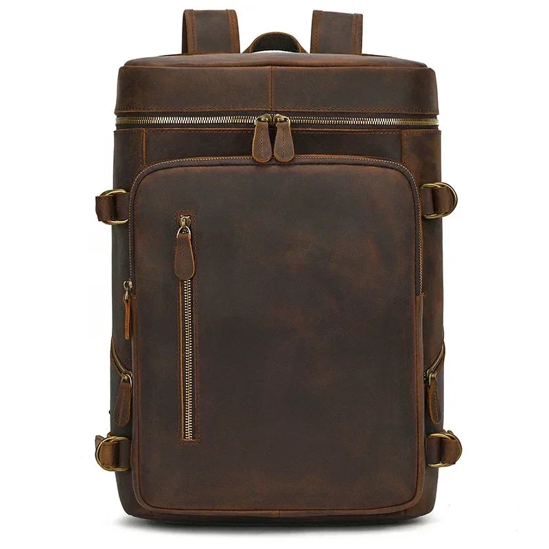 Men’s Full-Grain Cowhide Leather Backpack – Vintage Work & Daily Carry Bag