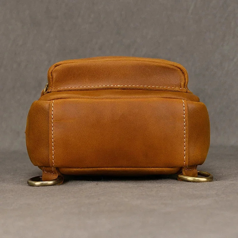 Men’s Full Grain Leather Sling Bag – Crazy Horse One Strap Pack