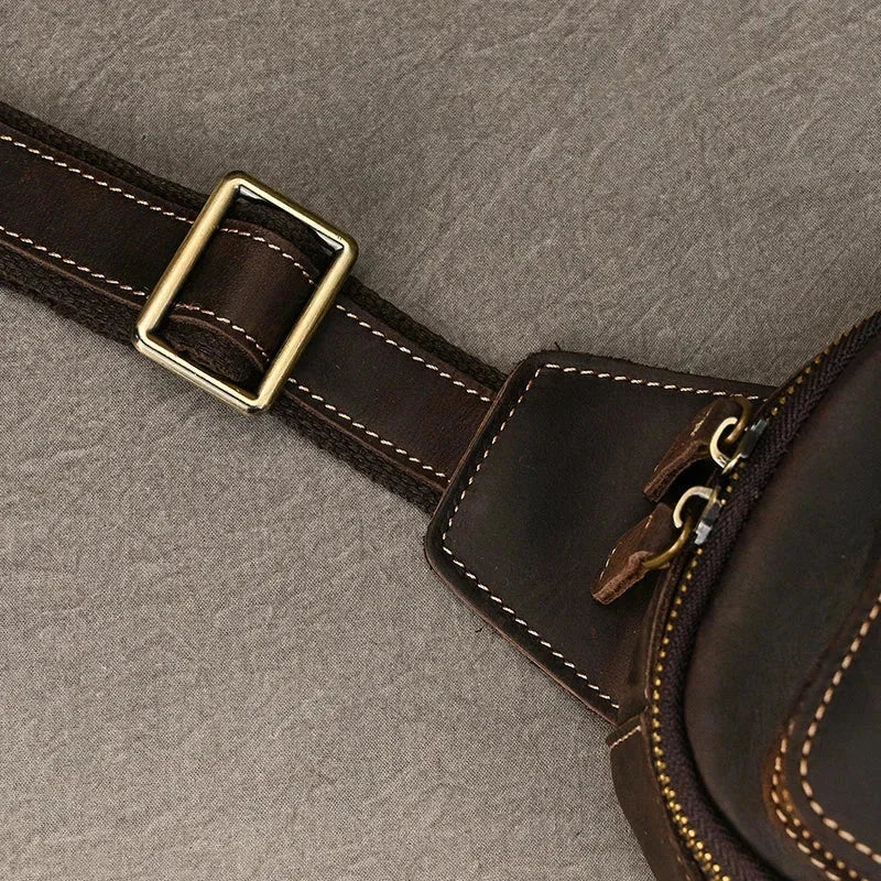 Men’s Full Grain Leather Sling Bag – Crazy Horse One Strap Pack