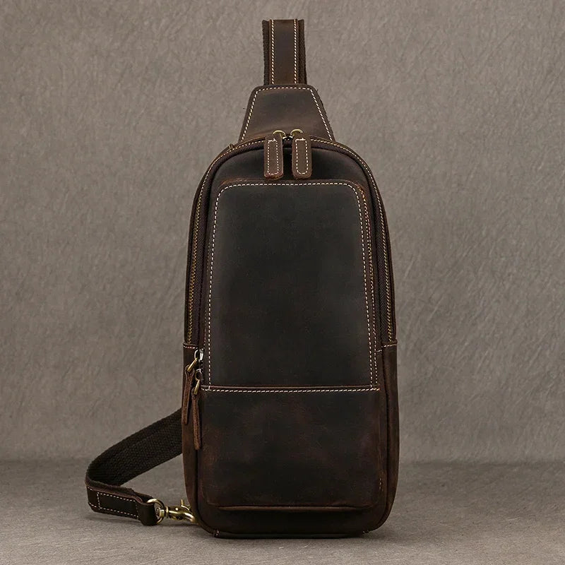 Men’s Full Grain Leather Sling Bag – Crazy Horse One Strap Pack